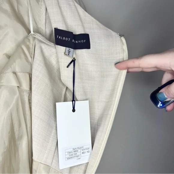 Talbot Runhof Cream draped wool-blend voile midi Dress Size 10 US / 40 D - Picture 5 of 11